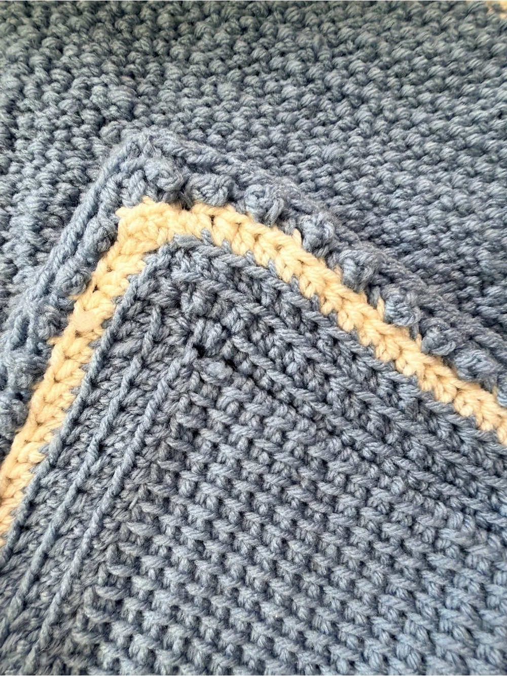 Handmade Butterfly Knit Throw Blanket - Cream & Blue